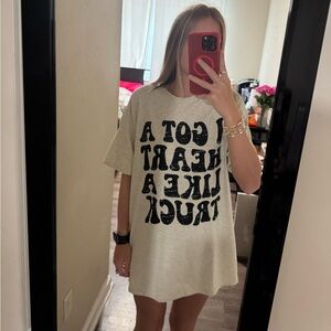 Gray Graphic T-Shirt Dress